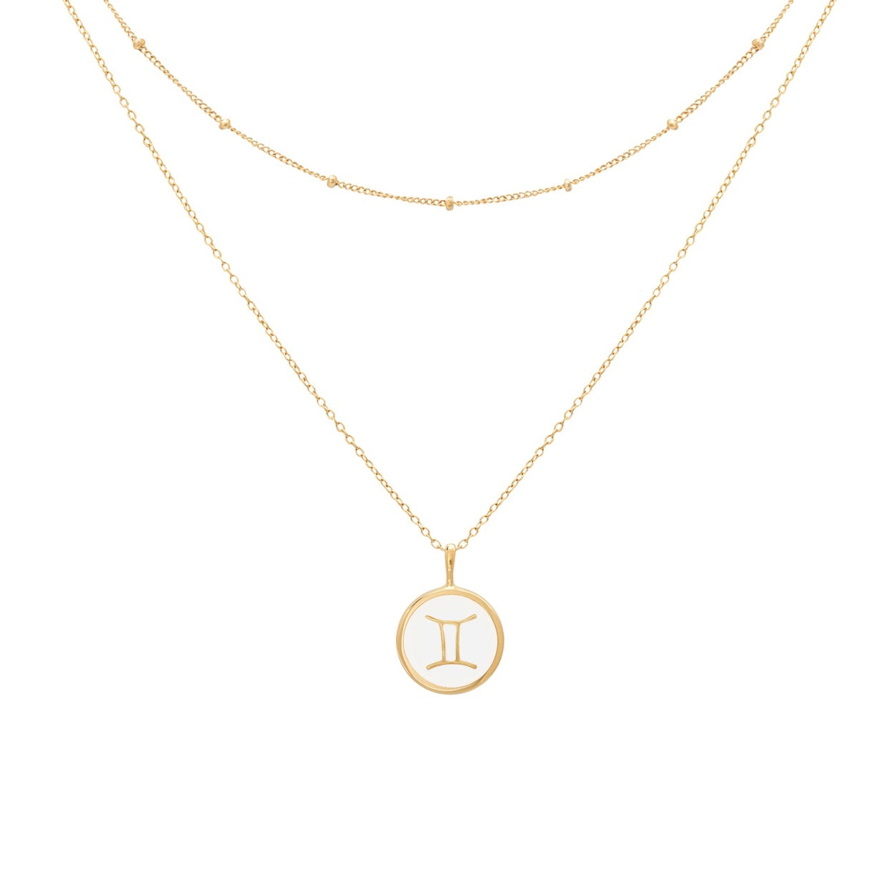 Zierliche Damen Halskette mit Sternzeichen Symbol – Zwillinge / Gemini –  float