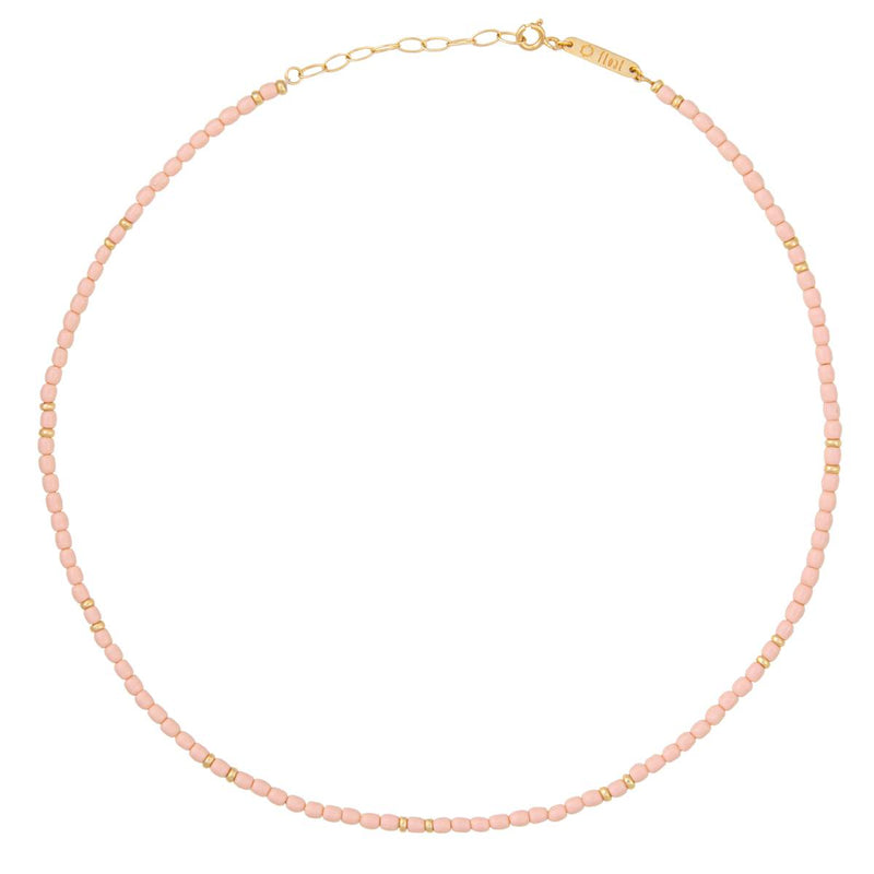 Damen Gold Perlen Halskette mit rosé farbenen Perlen