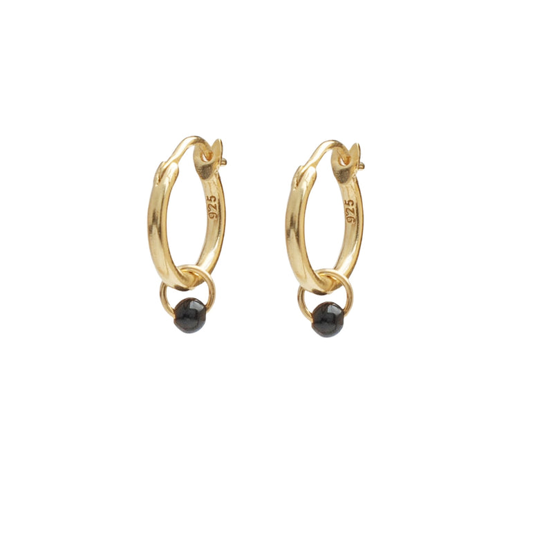 Damen Gold Perlen Ohrring mit schwarzer Perle