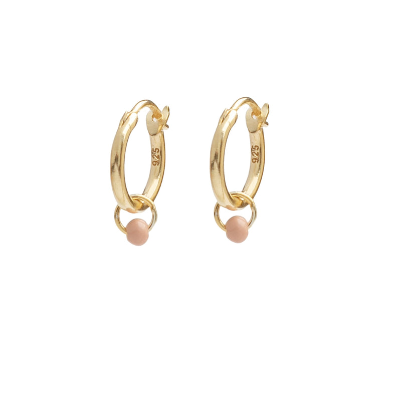 Damen Gold Perlen Ohrring mit rosé farbener Perle