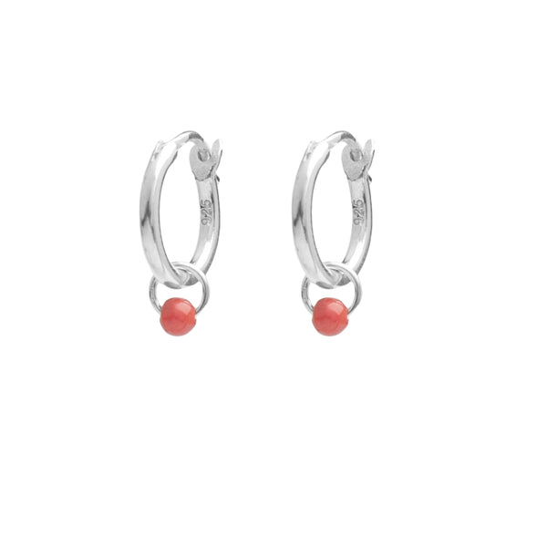 Damen Silber Perlen Ohrring mit roter Perle