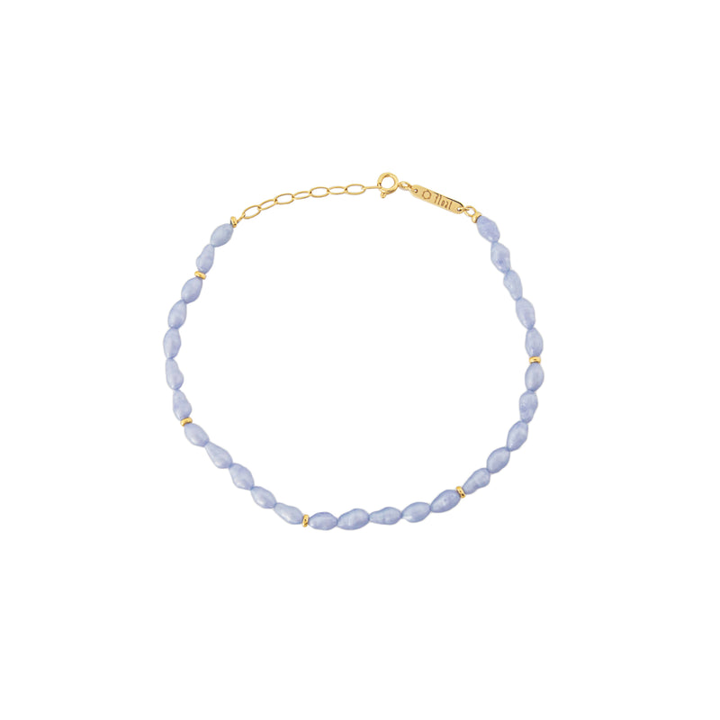 Damen Fußkette mit Gold Verschluss aus blauen Perlen