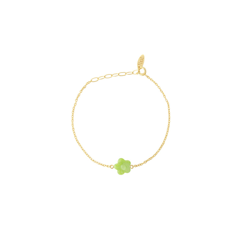 Damen Gold Armband mit grünem Blumen Anhänger