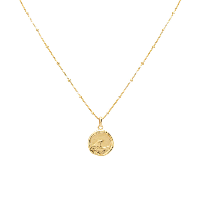 float waves coin necklace gold