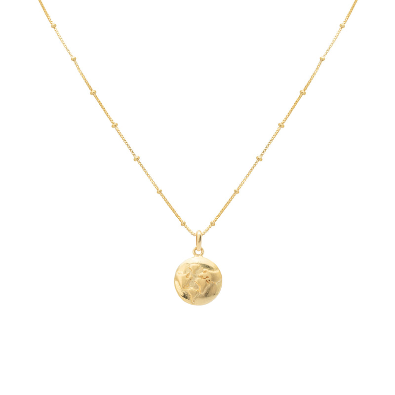 float world map necklace gold