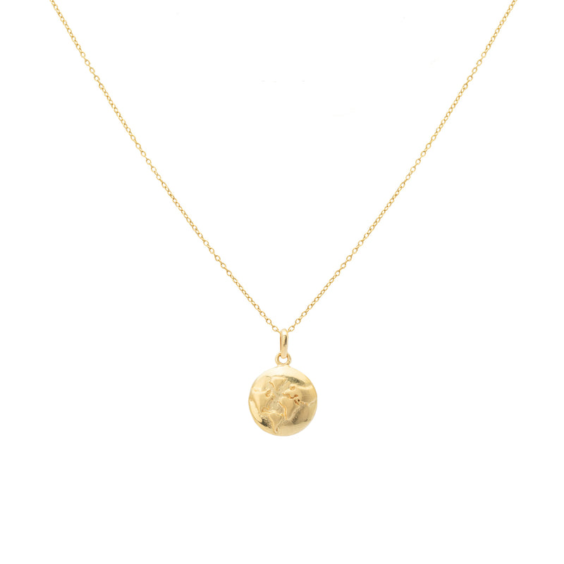 float world map necklace gold