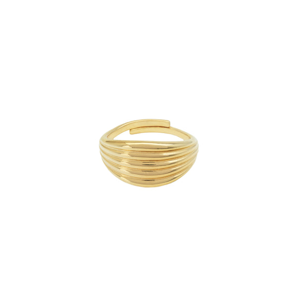 Damen Gold Ring mit Wellenformen auf der Vorderseite