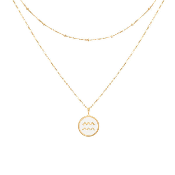 float Zodiac Necklace Gold Aquarius