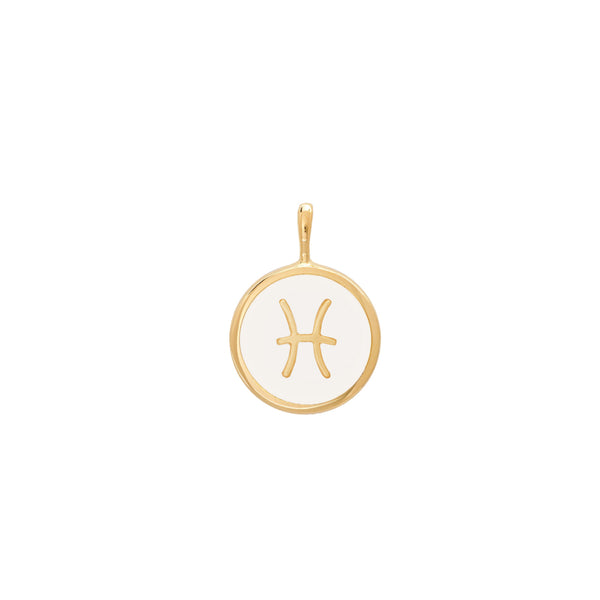 float Zodiac Necklace Pendant Gold - Pisces