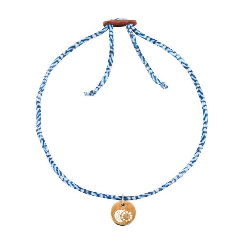 Damen Choker Halskette mit Sonne & Mond Anhänger Farbe ozeanblau