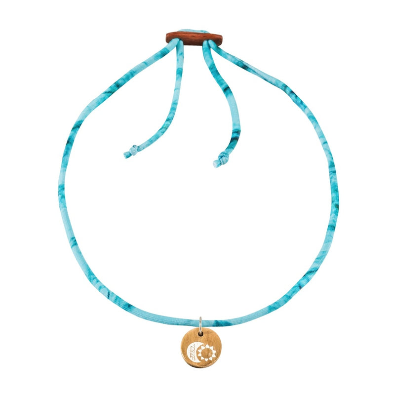 Damen Choker Halskette mit Sonne & Mond Anhänger Farbe türkis