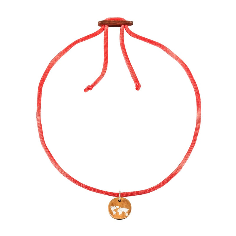 Damen Choker Halskette mit Welt Anhänger Farbe orange